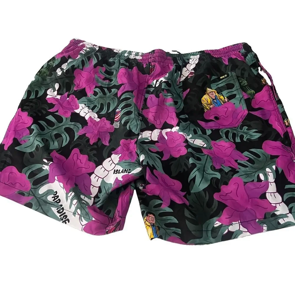 RSVLTS Jurassic Park Dennis Nedry Swim Shorts Mens 2XL Paradise Print Trunks